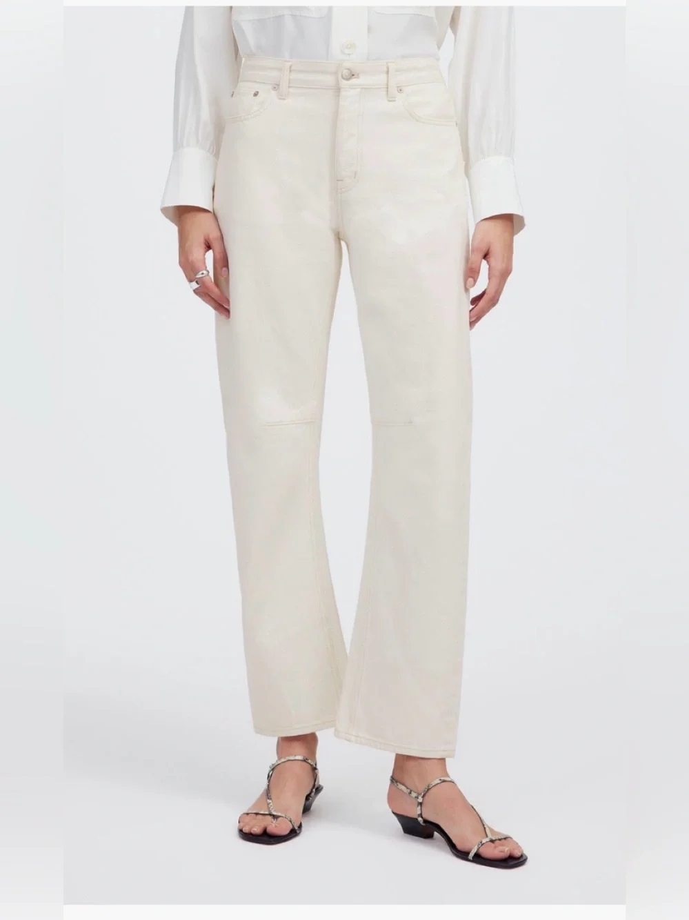 Madewell Darted Barrel Leg Jeans Off-White - Picture 1 of 7